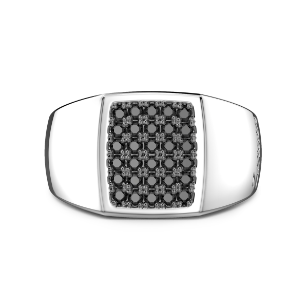 Zancan Chevalier Ring aus 925er Sterlingsilber mit schwarzen Steinen.