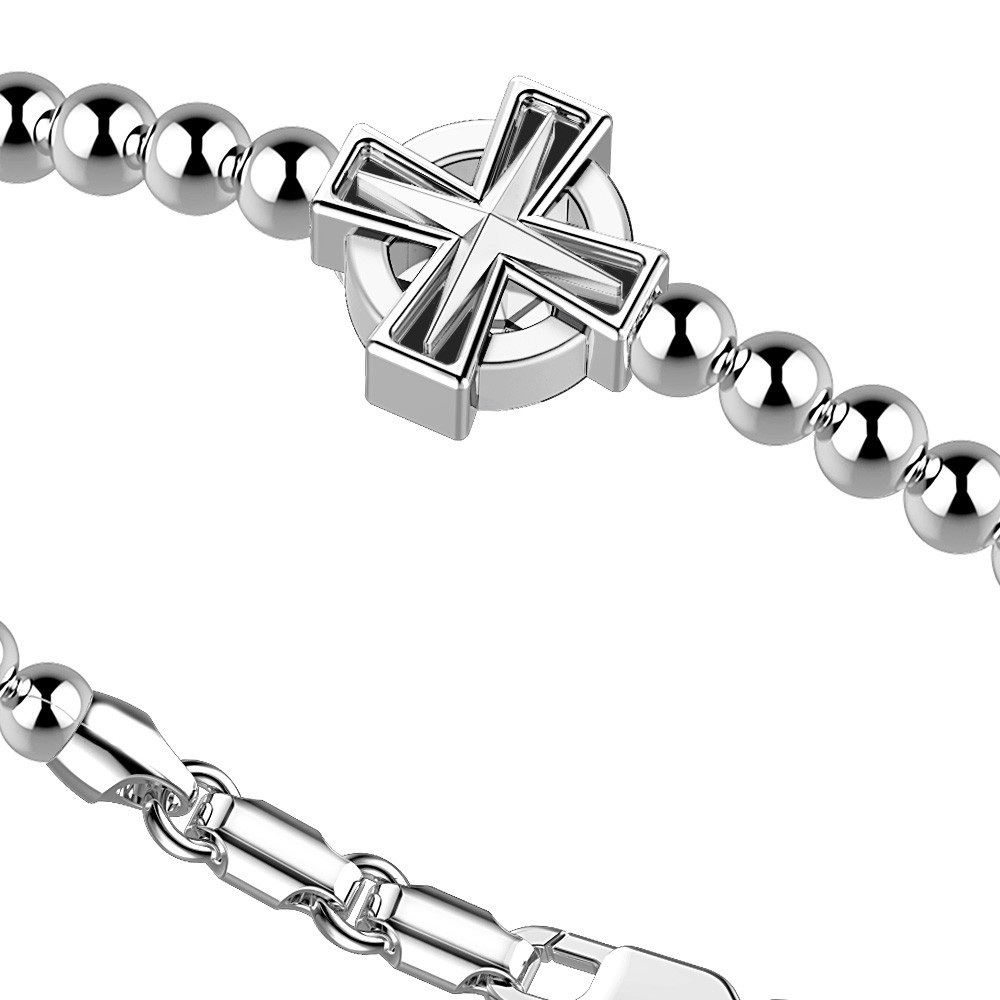 Zancan silver bracelet with spheres and Greek cross.