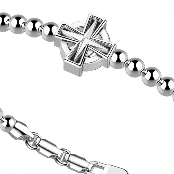 zancan silver bracelet with spheres and greek cross