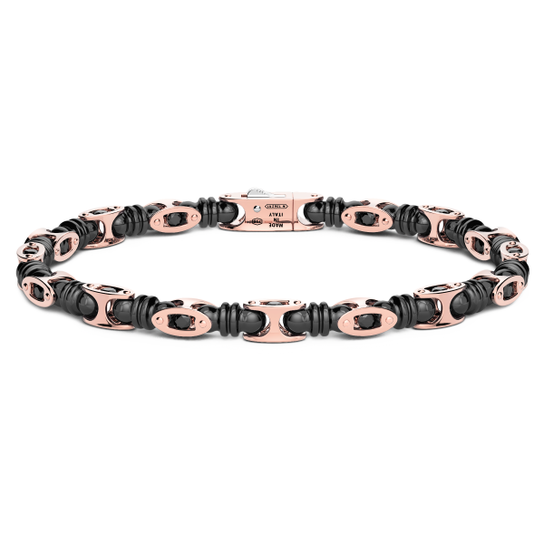 Zancan bracelet in 18kt ceramic gold and black diamonds.