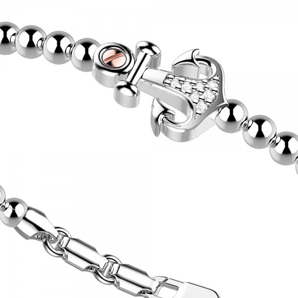 Silver Bracelet with white sapphires and rose gold details