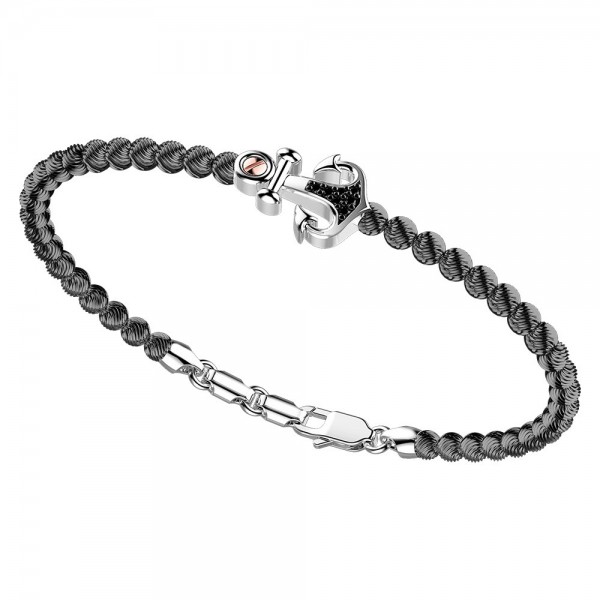 Silver Bracelet with black spinels and rose gold details