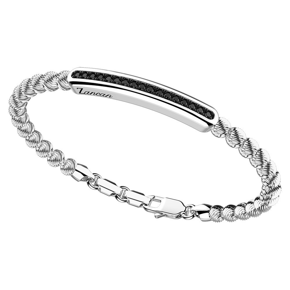 silver  bracelet and black spinels.