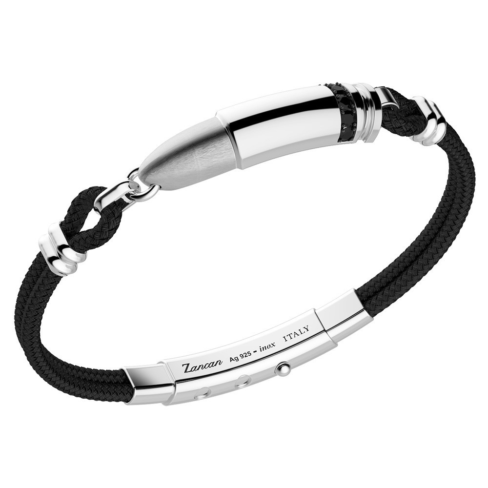 silver bracelet, black spinels and black kevlar