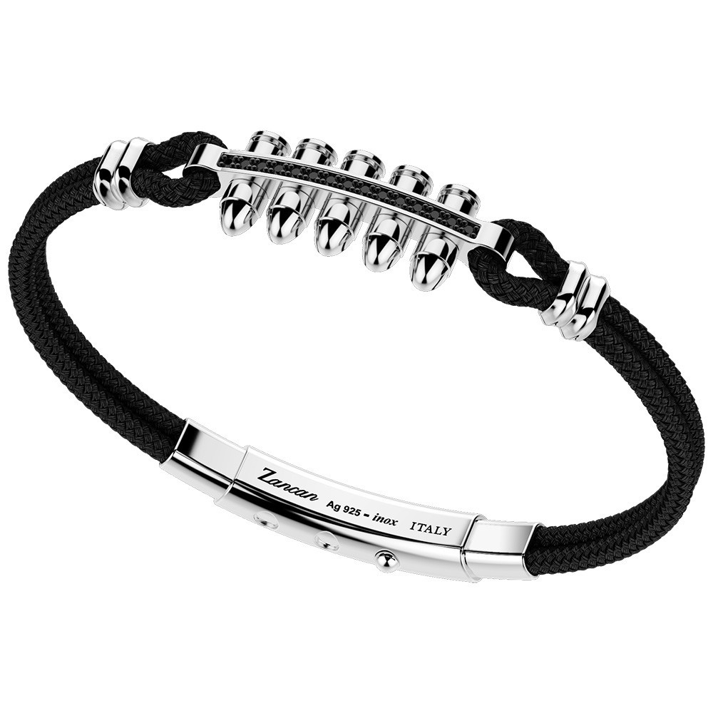 silver bracelet, black spinels and black kevlar
