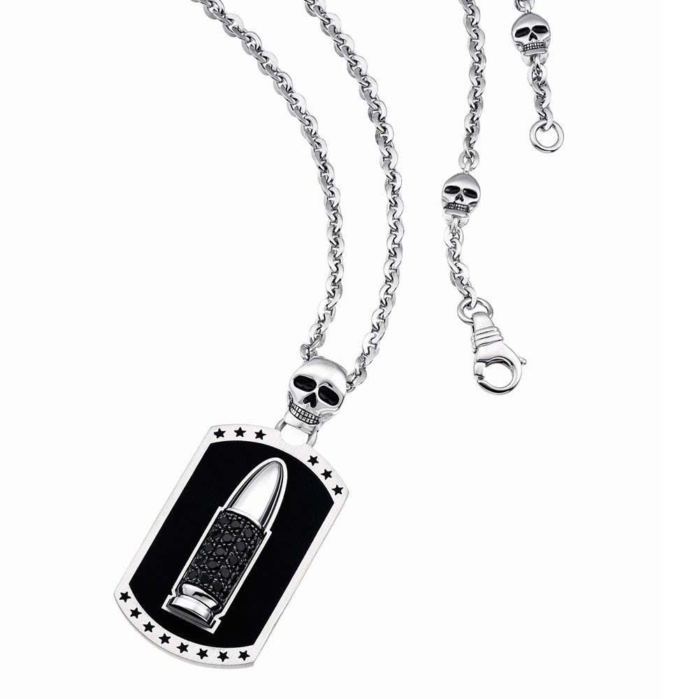 Silver necklace with black spinels