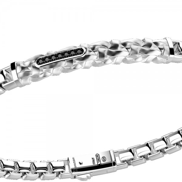 silver bracelet, black spinels 
