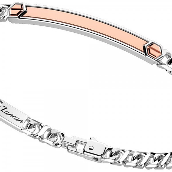 Silver bracelet with rose gold insert.
