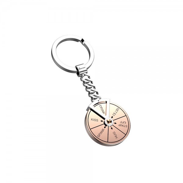 Game keychain in rose stainless steel.