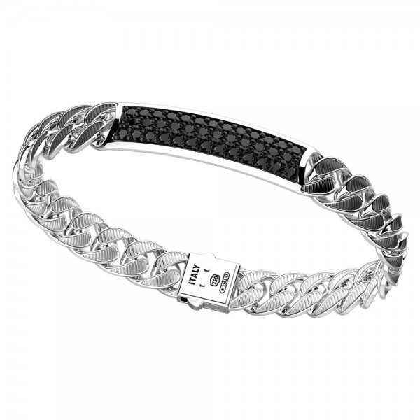 925 Silver Chain Bracelet with black spinels
