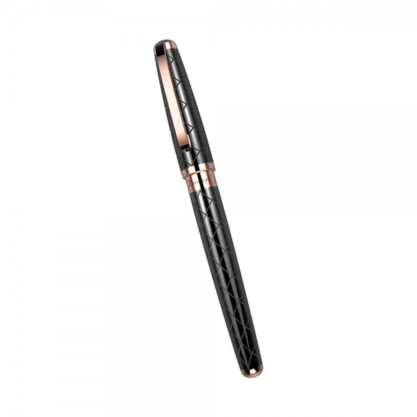 Brass pen. Embossed texture. Black and rose gold PVD treatment.