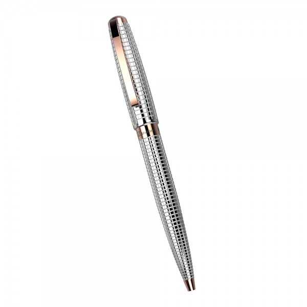 Ball point metal brass pen. Embossed texture. Rose gold PVD treatment.