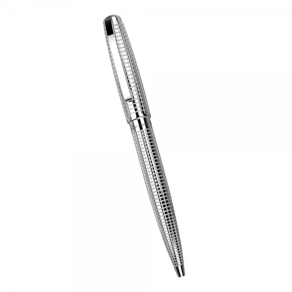Ball point metal brass pen. Embossed texture and white PVD treatment.