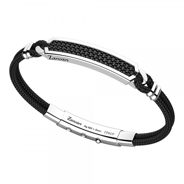 Black kevlar bracelet and plate with black spinels in the middle.