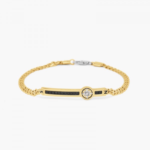 Yellow gold men's bracelet, embellished with a plate.