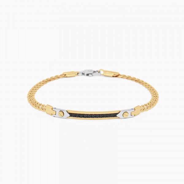 Yellow gold men's bracelet, embellished with a central plate.