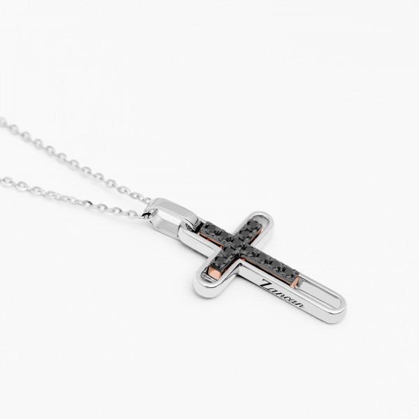 Gold men's necklace with cross pendant.