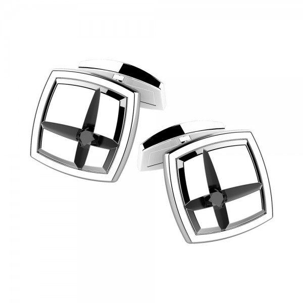 Silver cufflinks with black spinels.