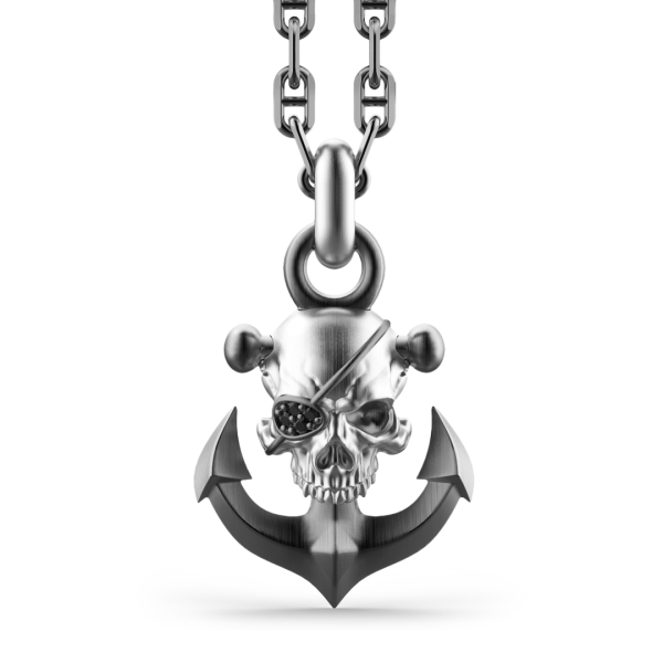 Collana Zancan in argento con pendente a teschio pirata.