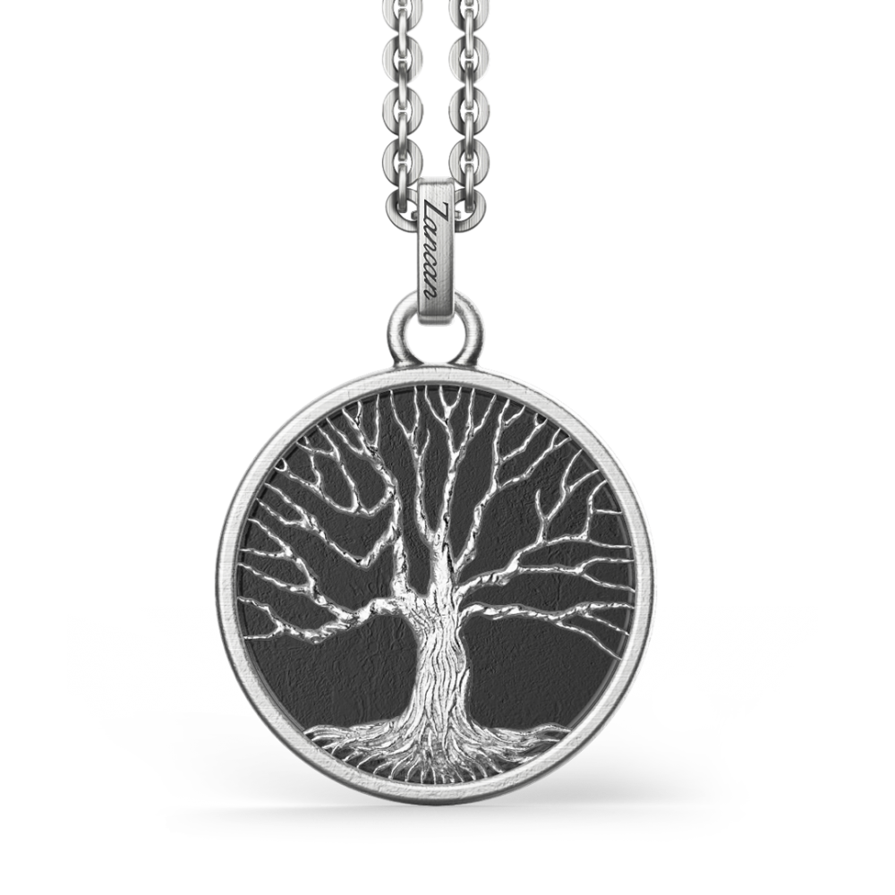 Zancan-Kette aus Silber mit Anhänger in Form eines Lebensbaumes.