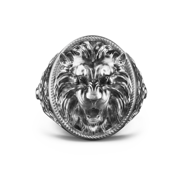 Anello Zancan leone in argento con finitura vintage.