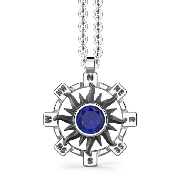 Collana Zancan in argento con pendente a sole e pietra blu.