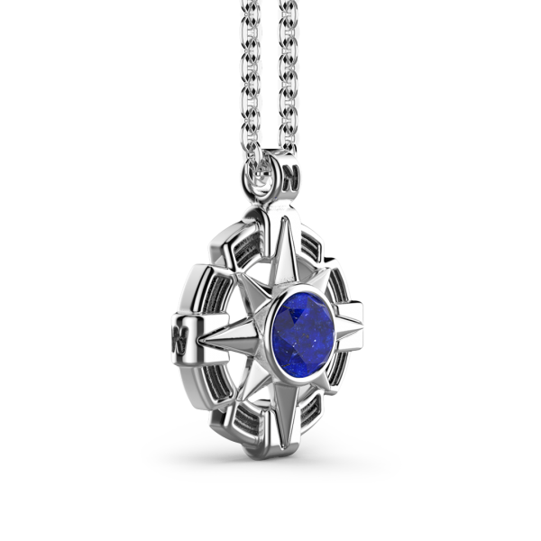 Collana Zancan in argento con pendente a rosa dei venti e pietra blu.
