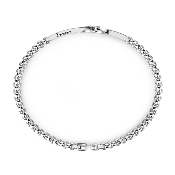 Bracciale Zancan in argento con targa e pietre nere
