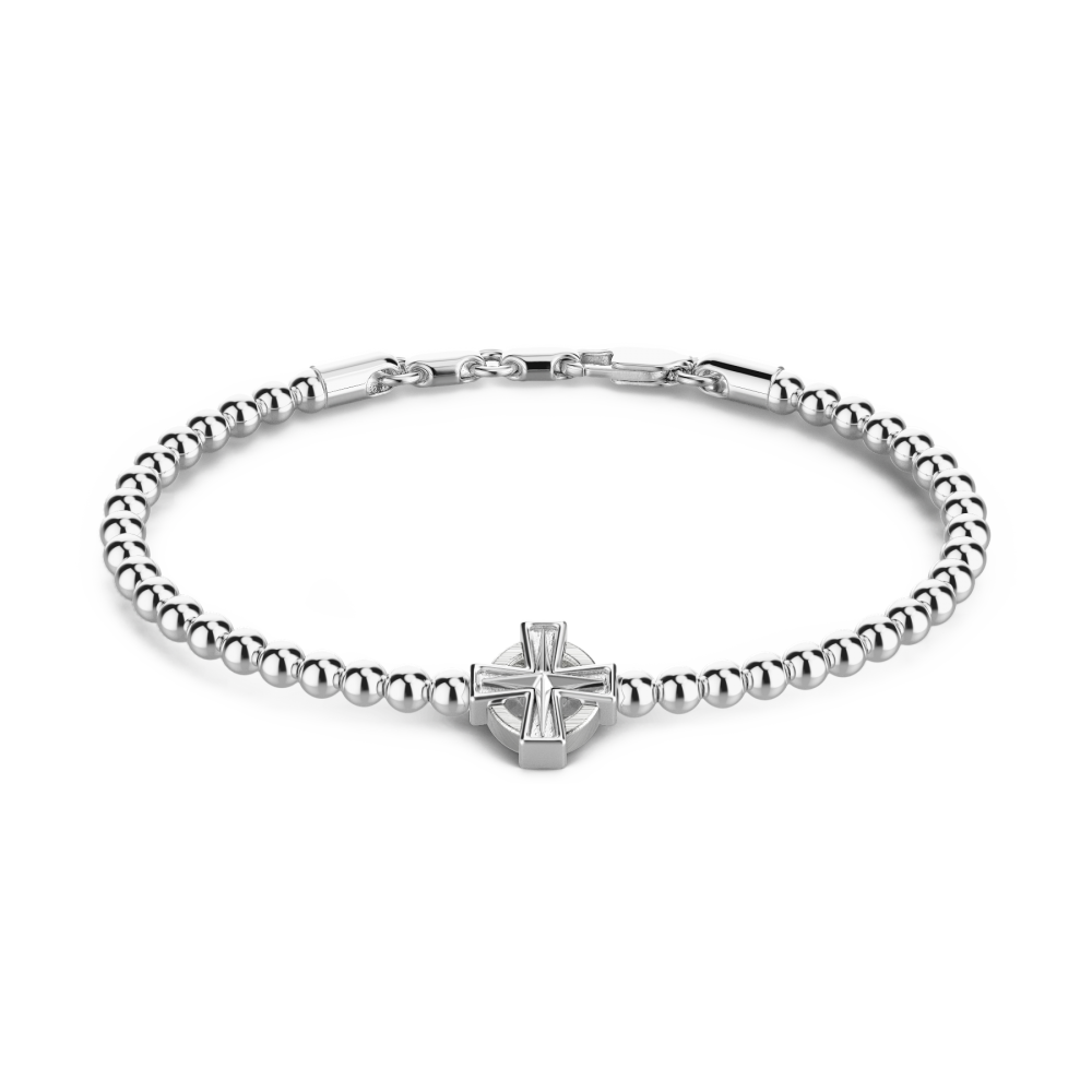 Cross Bracelet – 925 Sterling Silver with Beads - GREEK ROOTS Jewellery