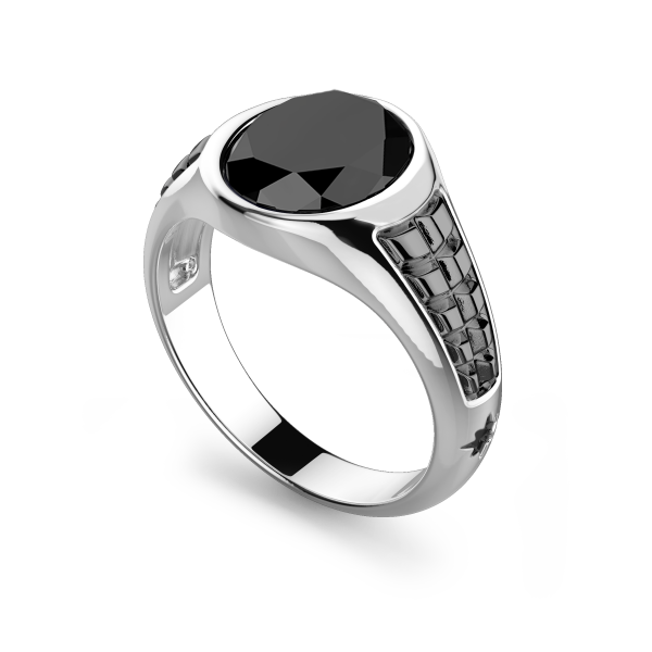 Zancan silver ring with onyx stone.