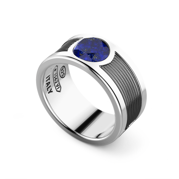 Silver ring with big Lapis stone.