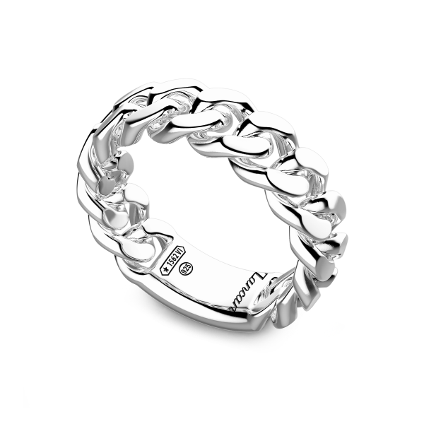 Zancan silver curb chain ring.