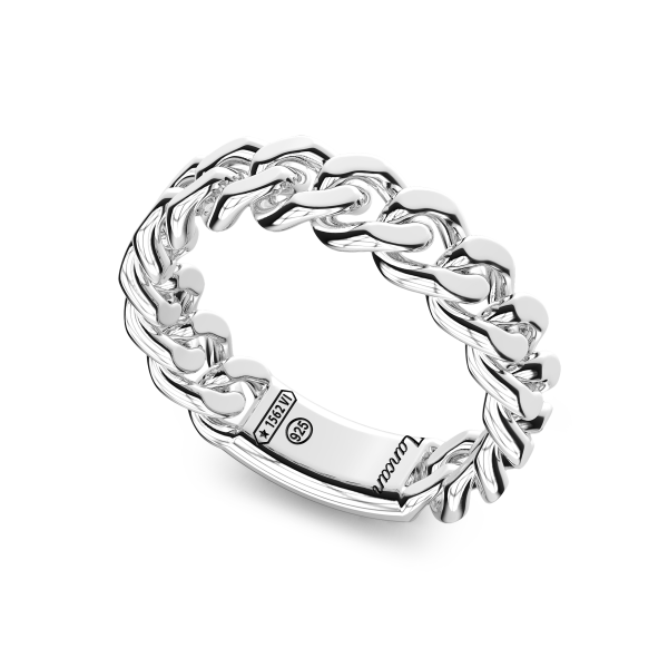 Zancan silver curb chain ring.
