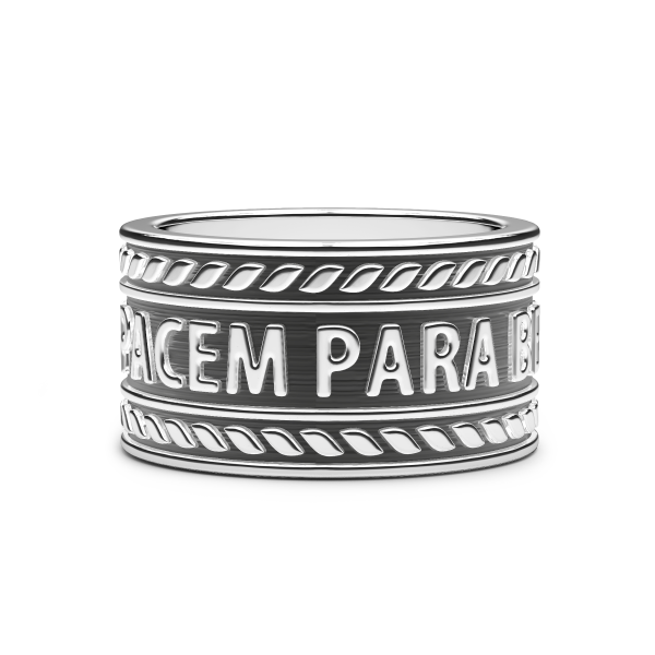 Anello in argento con motto "Si vis pacem para bellum".
