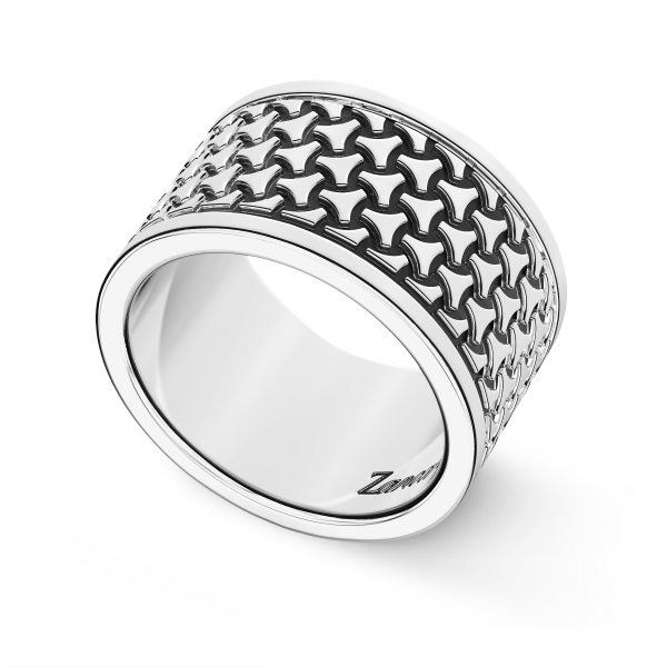 Zancan silver broad band ring.
