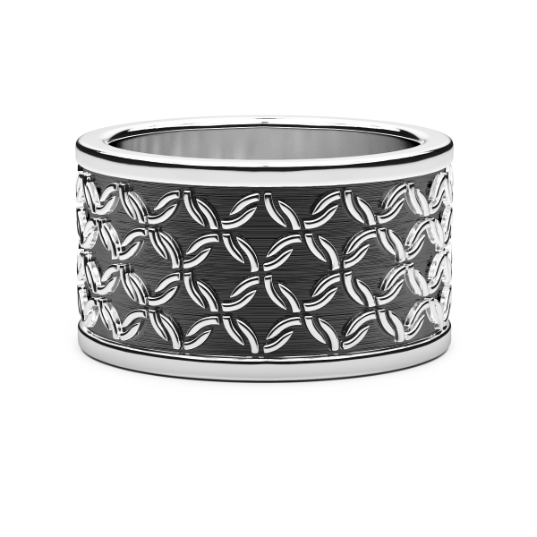 Zancan silver broad band ring.