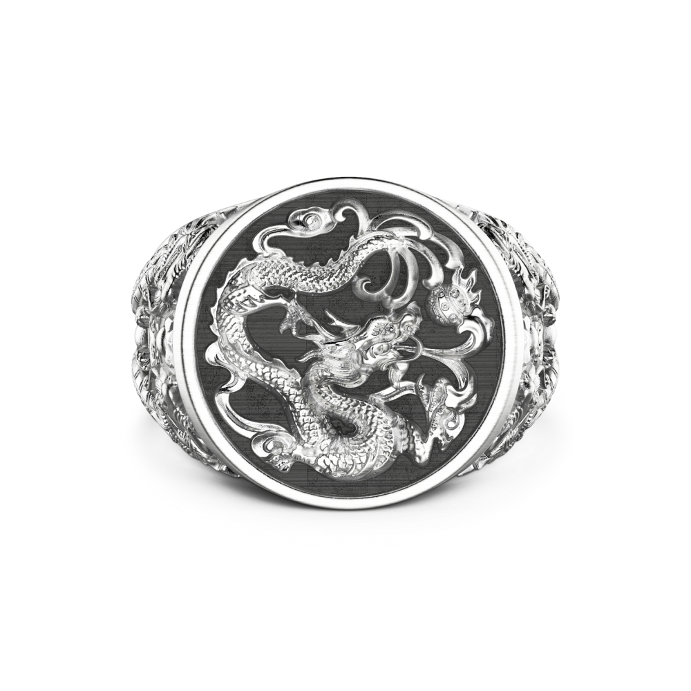 Handcrafted Fafnir the Dragon Ring - Sterling Silver