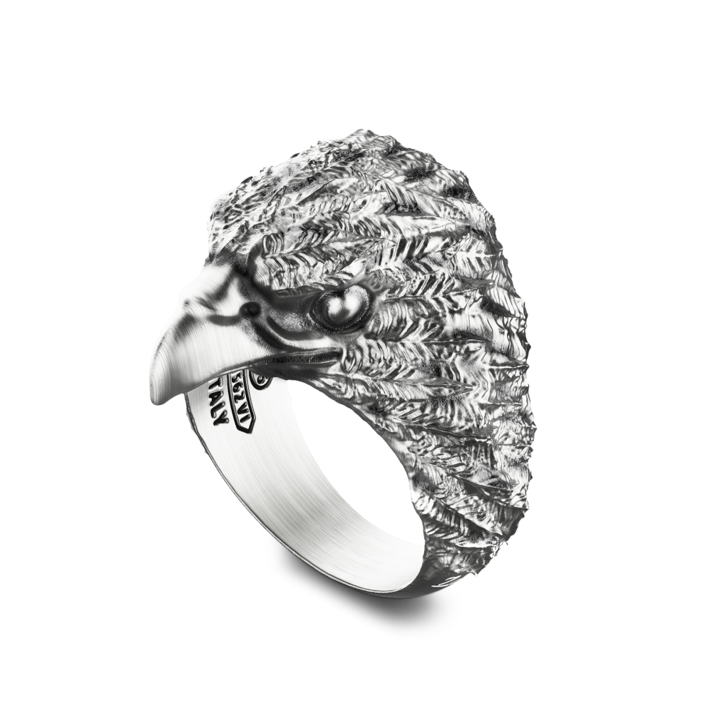 Silver Eagle Ring with Black Diamonds – Simon Curwood Jewellers