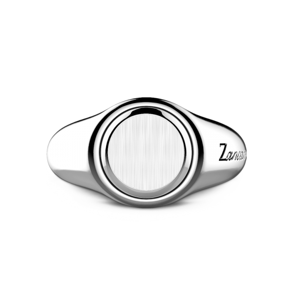 Zancan round silver signet...