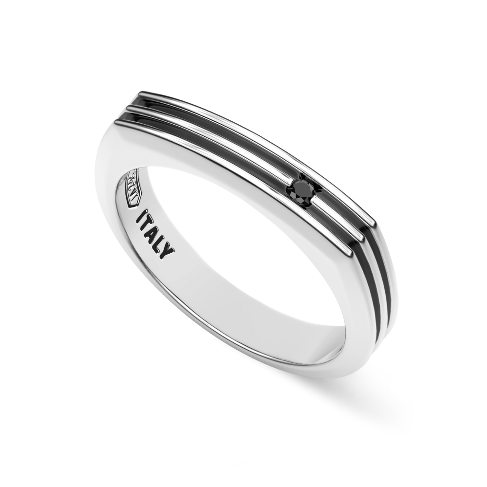 ALEXTINA 6MM Stainless Steel Silver Ring Black Line Enamel Plated Center  High Polish Two Tone Size 10|Amazon.com