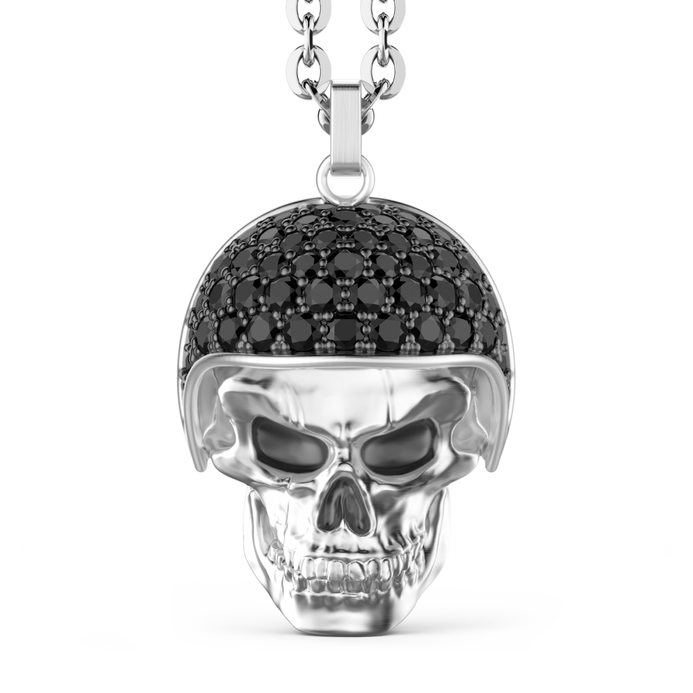 Black Diamond + White Gold Skull Pendant - DonLo Mercantile