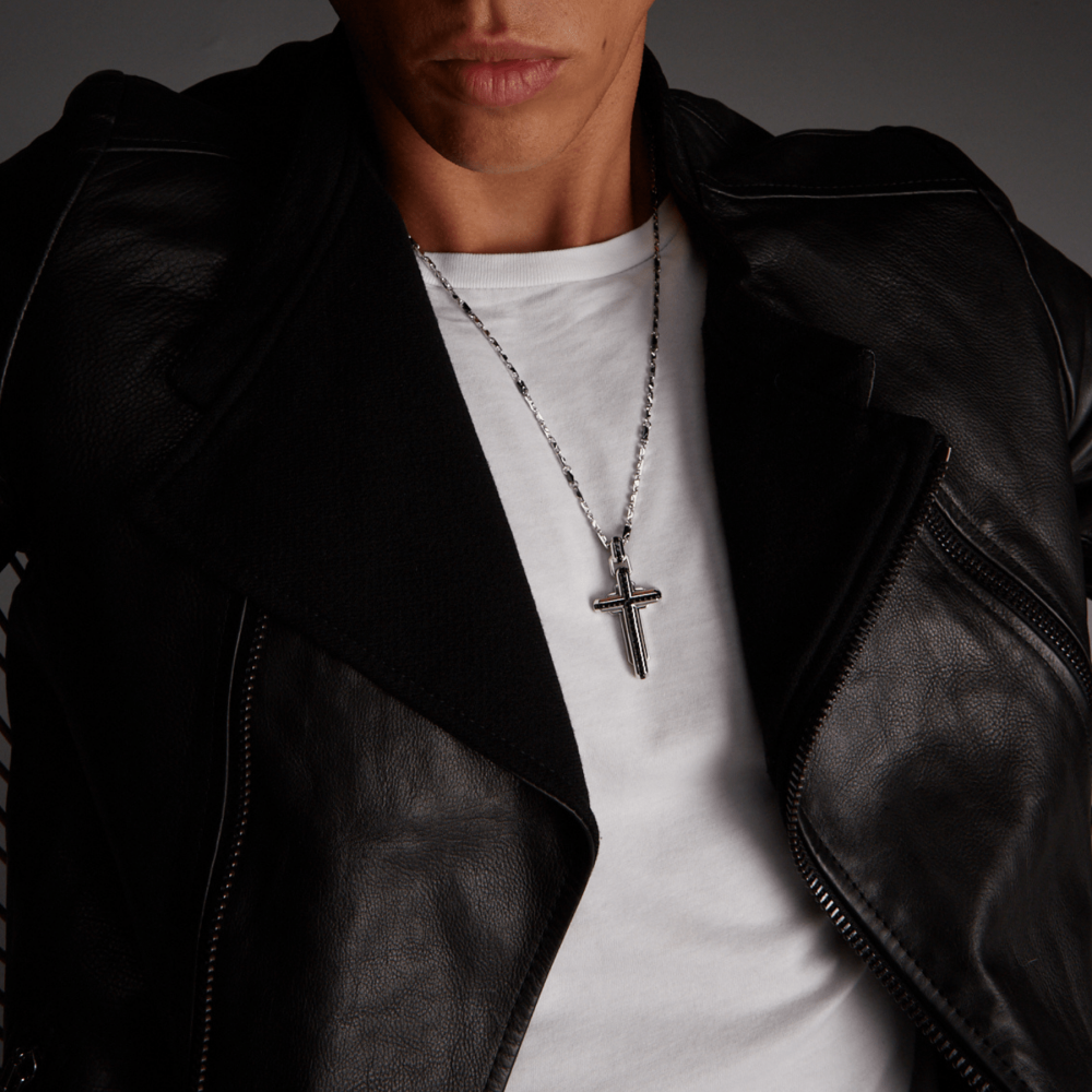 Mens Contemporary Silver Cross Necklace | LOVE2HAVE UK!