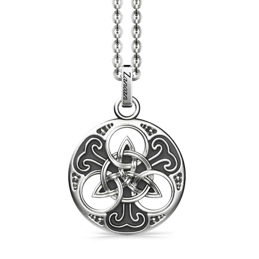 925 silver necklace, three-point Celtic knot, chain composed of elliptical  links | Jewelry Eshop