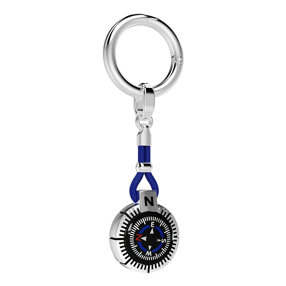 Zancan silver keychain with black compass.